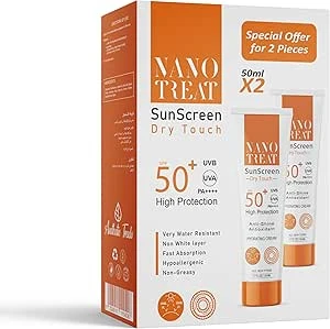 Nano Treat Hypoallergenic Water-Resistant Non-Greasy Hydrating, Antioxidant & Anti-Shine Dry Touch Face & Body Sunscreens for All Skin Types SPF50+ (Special Offer) - parabens free, alcohol free, mineral oil free