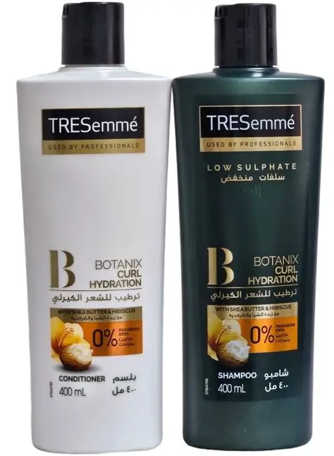 TRESemmé Botanir Curl Hydration Shampoo (400ml) & Conditioner (400ml) with Shea Butter & Hibiscus (25% Off on 2nd Product) - parabens free, dyes free